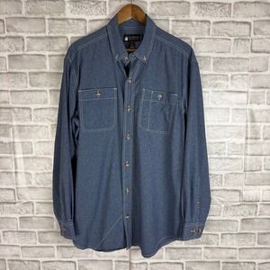 Alaskan Hardgear Duluth Trading Co Men Blue Button Down Shirt Standard Fit LARGE